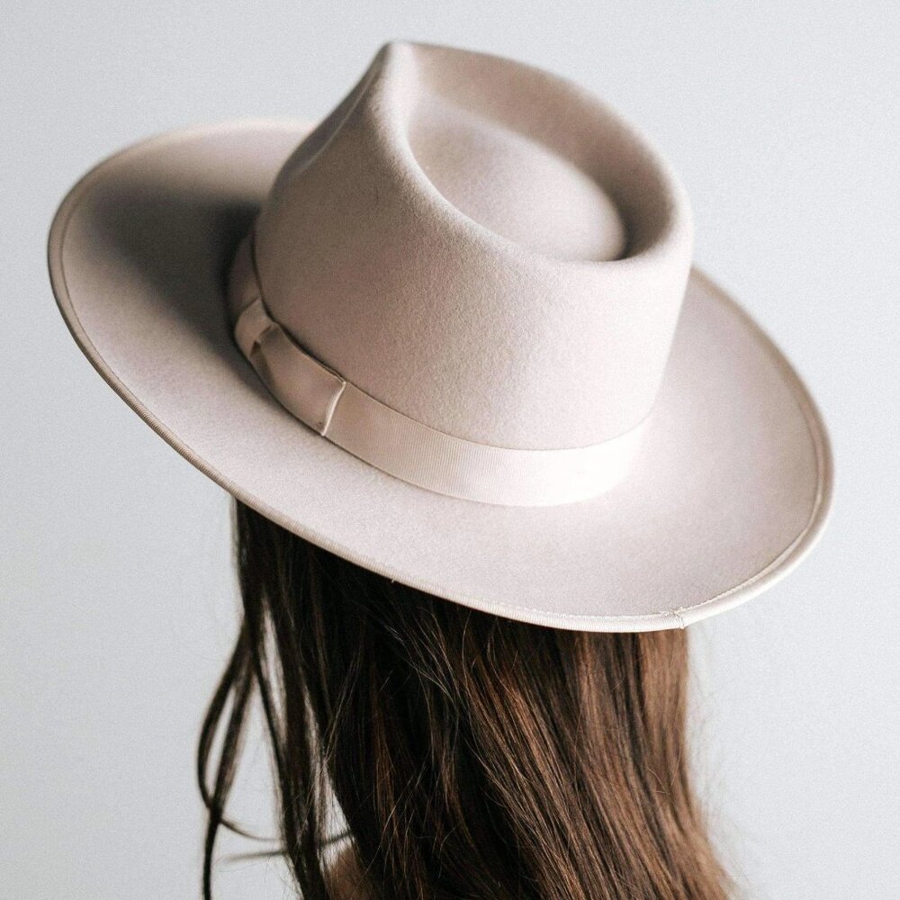 GiGi PIP Monroe Rancher Fedora Hat Ivory 55 cm Xsmall